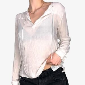 G white sheer long sleeve blouse - size XS